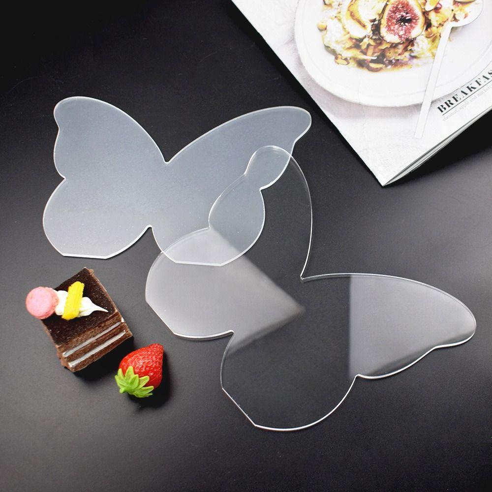 Preva 2pcs Scraper Kue Set Cetakan Kue Cake Trim Pastry Cutter Alat Penghalus Akrilik Bening Transparan
