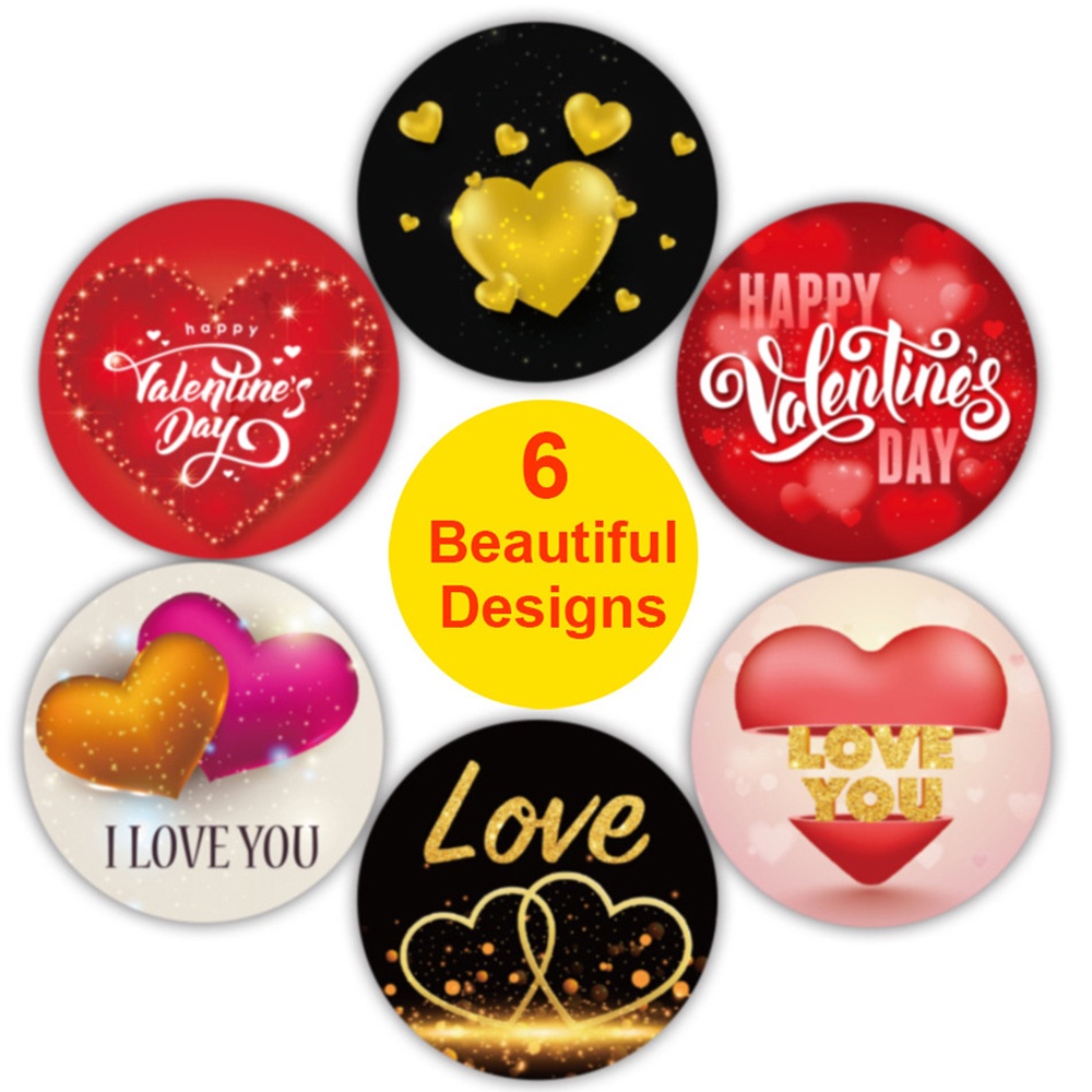 500pcs Stiker Bulat Bentuk Hati Rolled Stickers Tape Untuk Label Paket Hadiah Hari Valentine