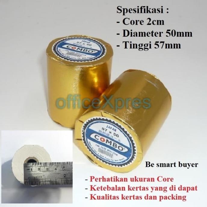 

KERTAS STRUK KASIR / KERTAS THERMAL 57X50 / KERTAS KASIR ROLL COMBO