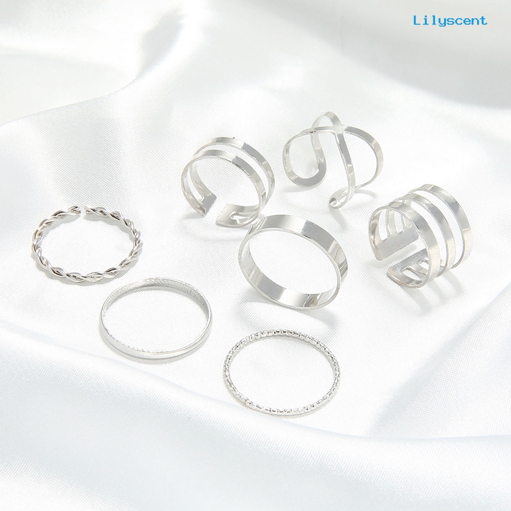 [LS]8Pcs /Set Cincin Fashion Cincin Jari Desain Melintir Geometris Elegan Stackable Untuk Wanita