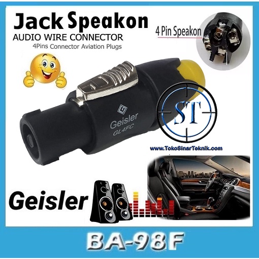 BA-98F Jack Speakon GEISLER GL4FC Pendek 4P 4 POLE F Long Jek Spikon Sound Audio Sound Sytem Heavy Duty