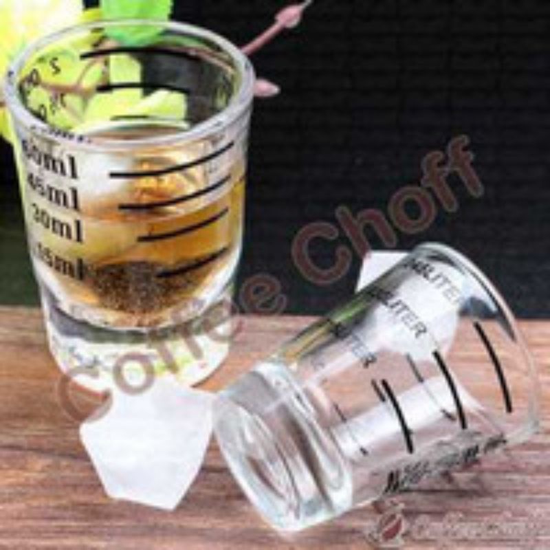 Gelas Kopi Kaca Borosilicate Ukuran Double Shot Espresso Unik Anti Pecah Kapasitas 60ML Gelas Takar 