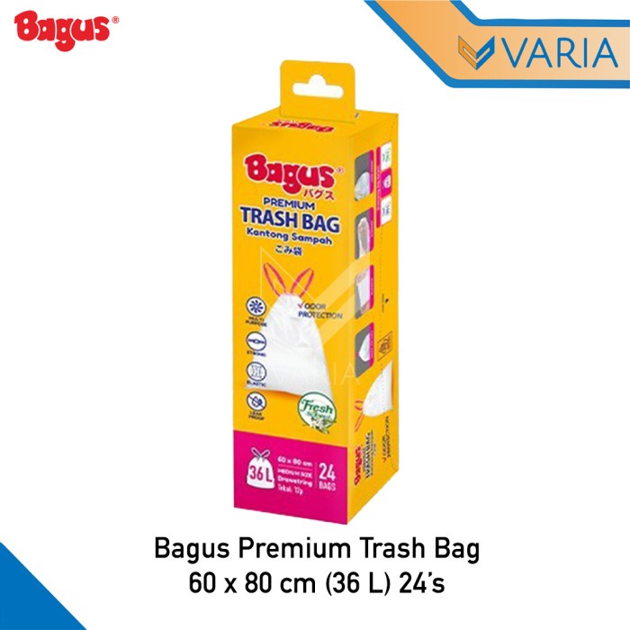 Bagus Premium Trash Bag 60 x 80 cm 36 L 24'S Kantong Sampah Tali