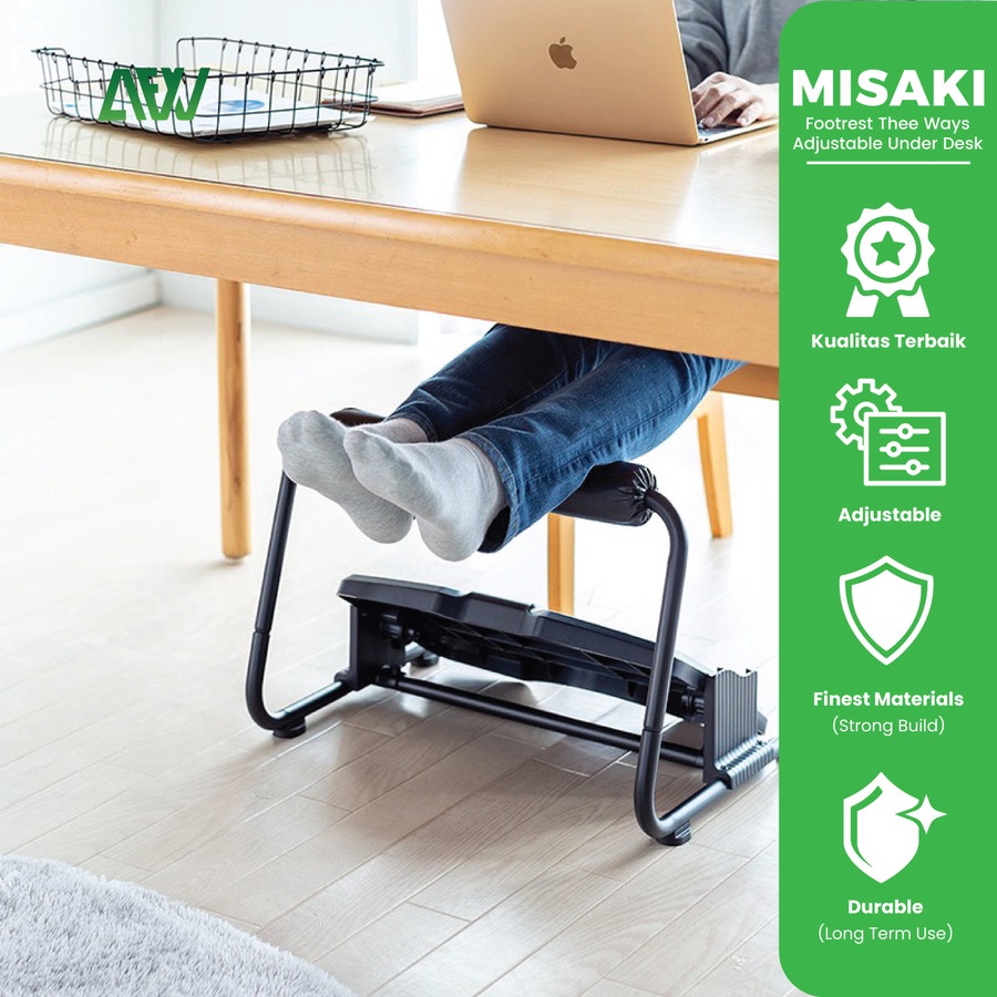 MISAKI Footrest Thee Ways Adjustable Under Desk Ergonomic Foot Rest