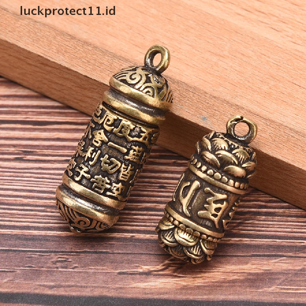 /Fashion Hot// Fashion// Berongga Kuningan Sutra Buddha Silinder Liontin Gantungan Kunci Kalung Perhiasan Pill Box.