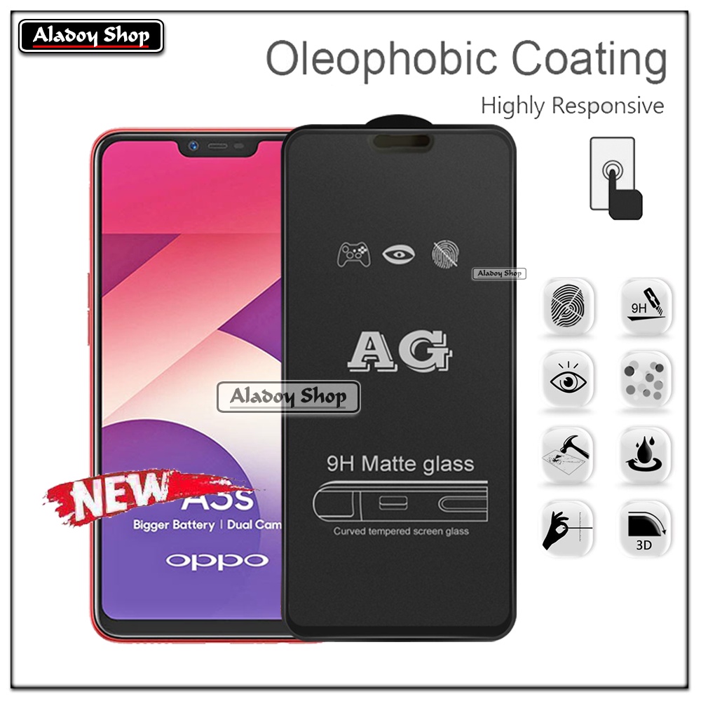 Paket 3IN1 Tempered Glass Layar Matte Anti Glare Oppo A3S  Free Tempered Glass Camera dan Skin Carbon