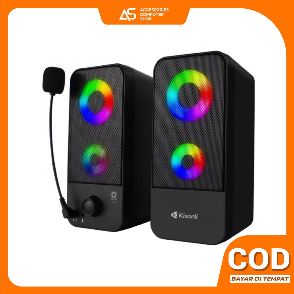 Speaker Aktif 2.0 Komputer Laptop Dual Bass Colorfull RGB USB Power X9 - ACS