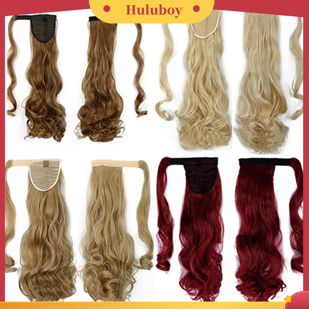 Wig Rambut Ekstensi Model Panjang Lurus Gelombang Dengan Klip Untuk Wanita