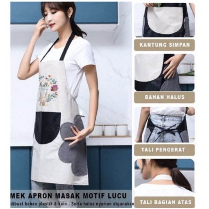 Celemek Masak Apron Anti Air Minyak bisa Lap Tangan Premium Quality Korean Style