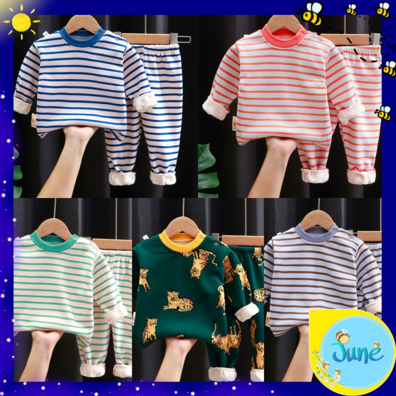 DISKON 10.10 JUNECOLLECTIONS BAJU TIDUR ANAK SETELAN PIYAMA BAYI SET LENGAN PANJANG BAHAN TEBAL NYAMAN #165-169