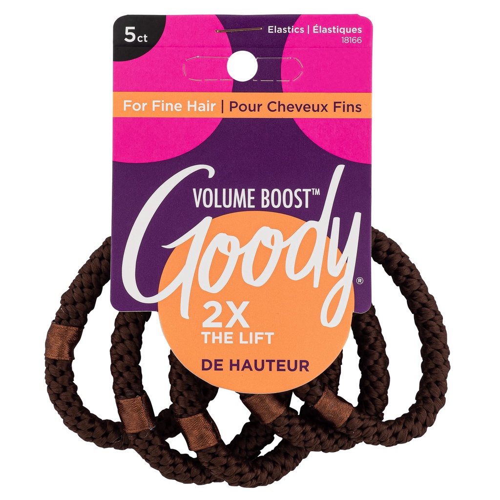 Goody Ouchless 3001200/ 18166 Volume Boost For Fine Hair Elastics 5ct Brown