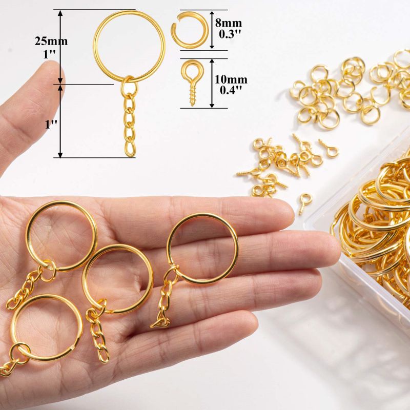 50pcs Ring Gantungan Kunci Emas 25 mm Keychain Gepeng Pipih Ring Gantungan Kunci Untuk Kerajinan Tangan DIY