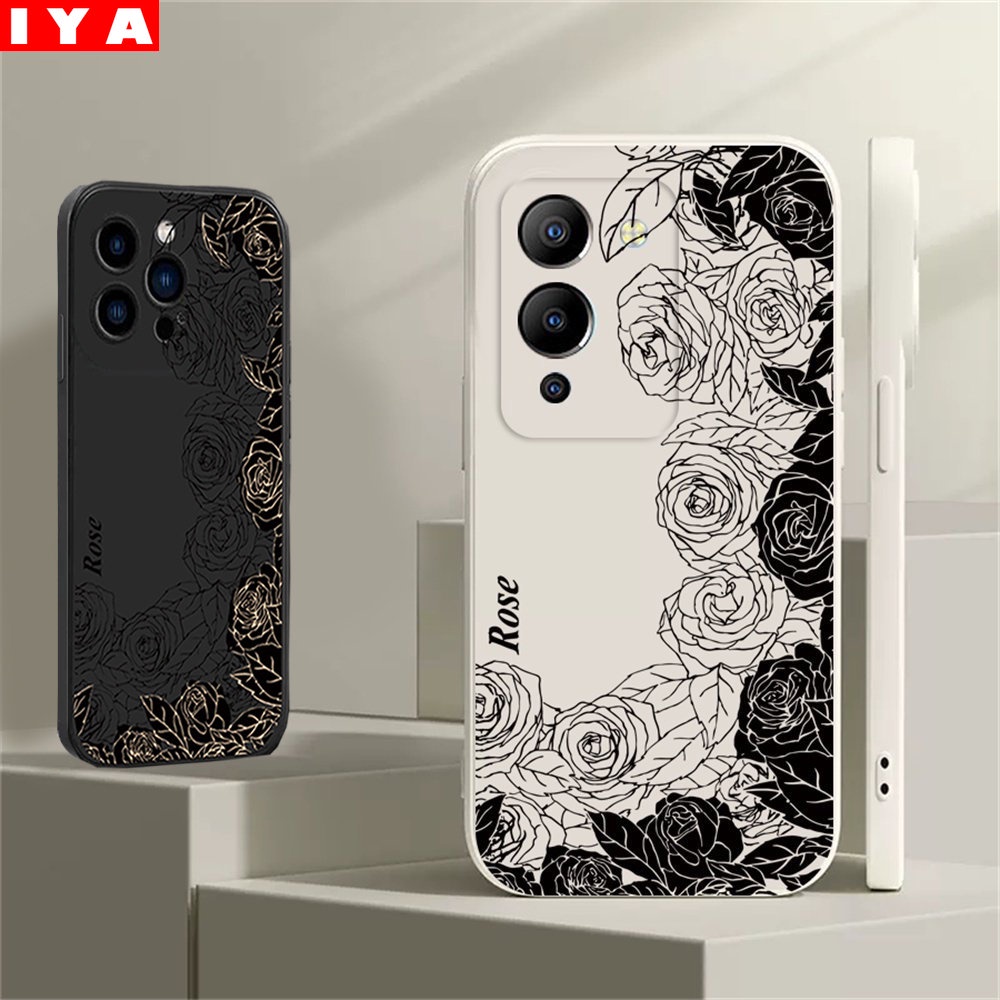 Anti Case Infinix Note Infinix Note12 G96 Note11 Smart 6smart 5panas 11S NFC Hot 11play12 10 Play 9 Play Panas 10S Panas 10T Hitam Putih Garis Rose Simple Lembut Silikon Jatuh Case