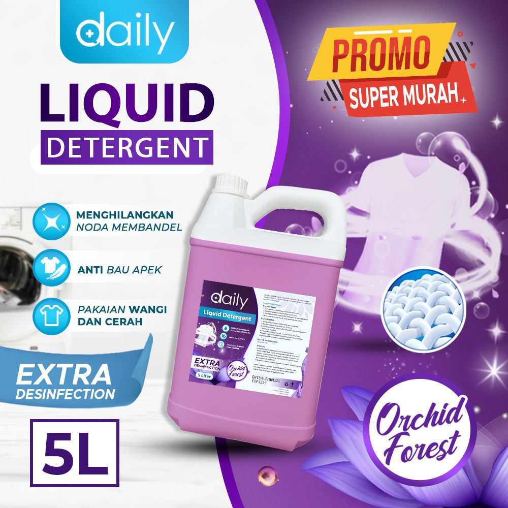 LIQUID LAUNDRY DETERGENT PREMIUM DETERJEN CAIR PREMIUM DAILY 5 LITER AROMA BLUE OCEAN - SWEET CHARM - ORCHID FOREST