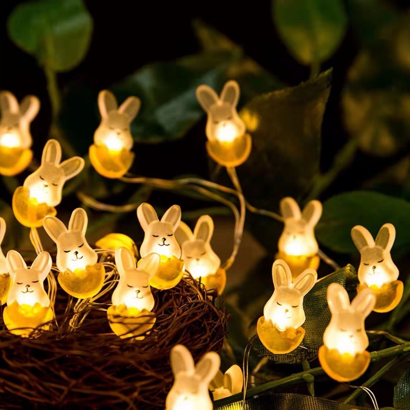 Lampu Taman Kamar Properti Lucu Bunny Light String Paskah Ulang Tahun Tahun Baru Dekorasi Fleksibel DIY LED Decor String Lights Cute Rabbit Carrot Lamps