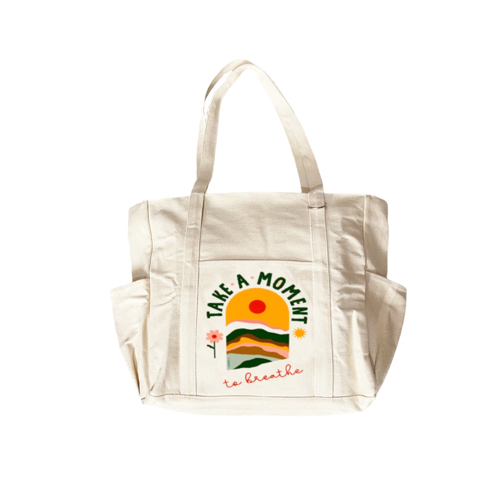 Tas FashionTotebag Canvas Healing  Simpel Mode Vintage Summer Day Totebag Kanvas Bonnie Tas Wanita T