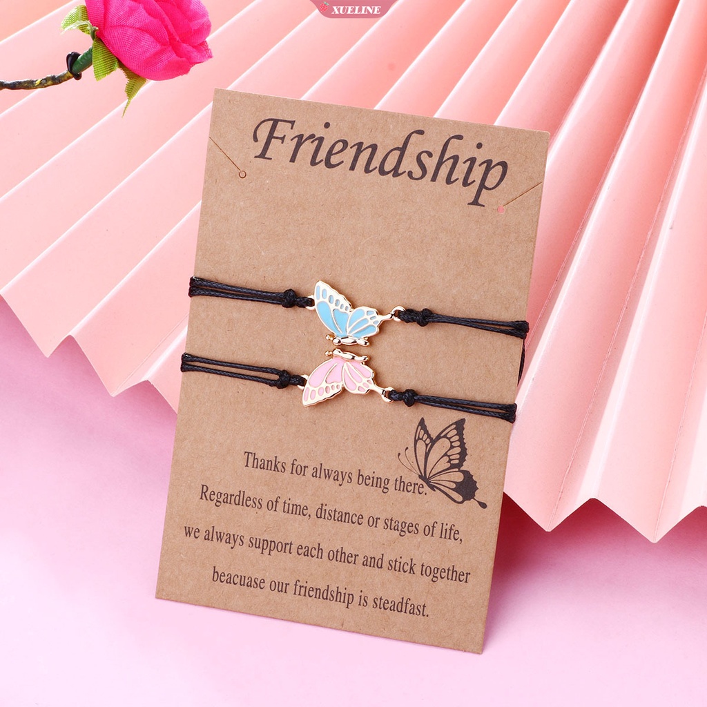 Gelang Kupu Kupu Kupu Magnet BFF Gelang Pasangan Persahabatan Sahabat Perhiasan Hadiah Adjustable Vintage Butterfly Wristband [ZXL]