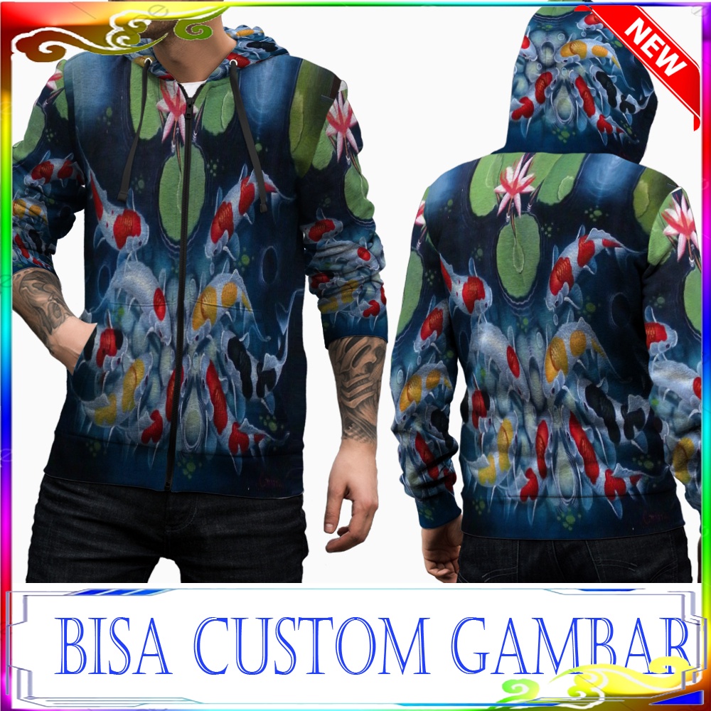 Kaos IKAN KOI BIRU Jual Kaos Terkeren 3D Pul Print Pria/Wanita/Anak/Jaket/Hudie COD Termurah
