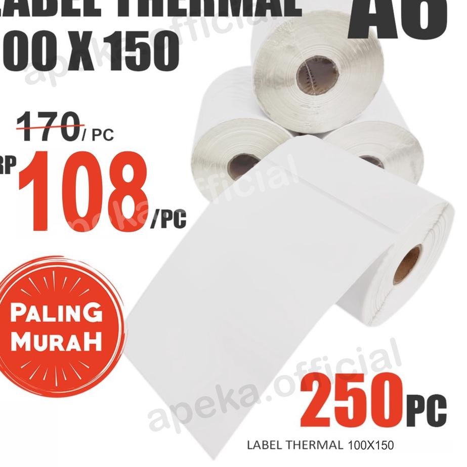 

오 Kertas Thermal Sticker Label Bare Roll ukuran A6 100x150 mm isi 250pcs 100x150mm isi 250 Pcs Flash Sale