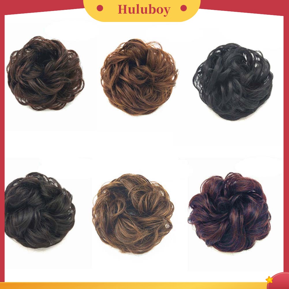 Wig Rambut Extension Bun Ponytail Elastis Model Gelombang Messy Untuk Wanita