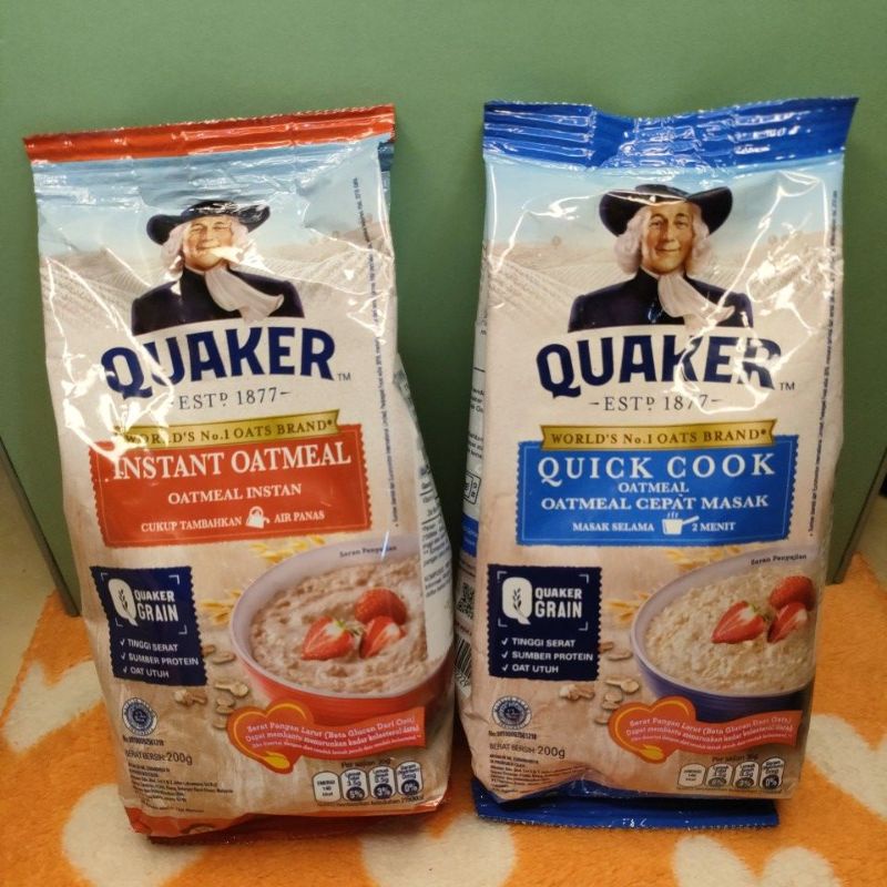 

QUAKER Oatmeal Instant Merah & Oatcooking Biru Pack 200gr