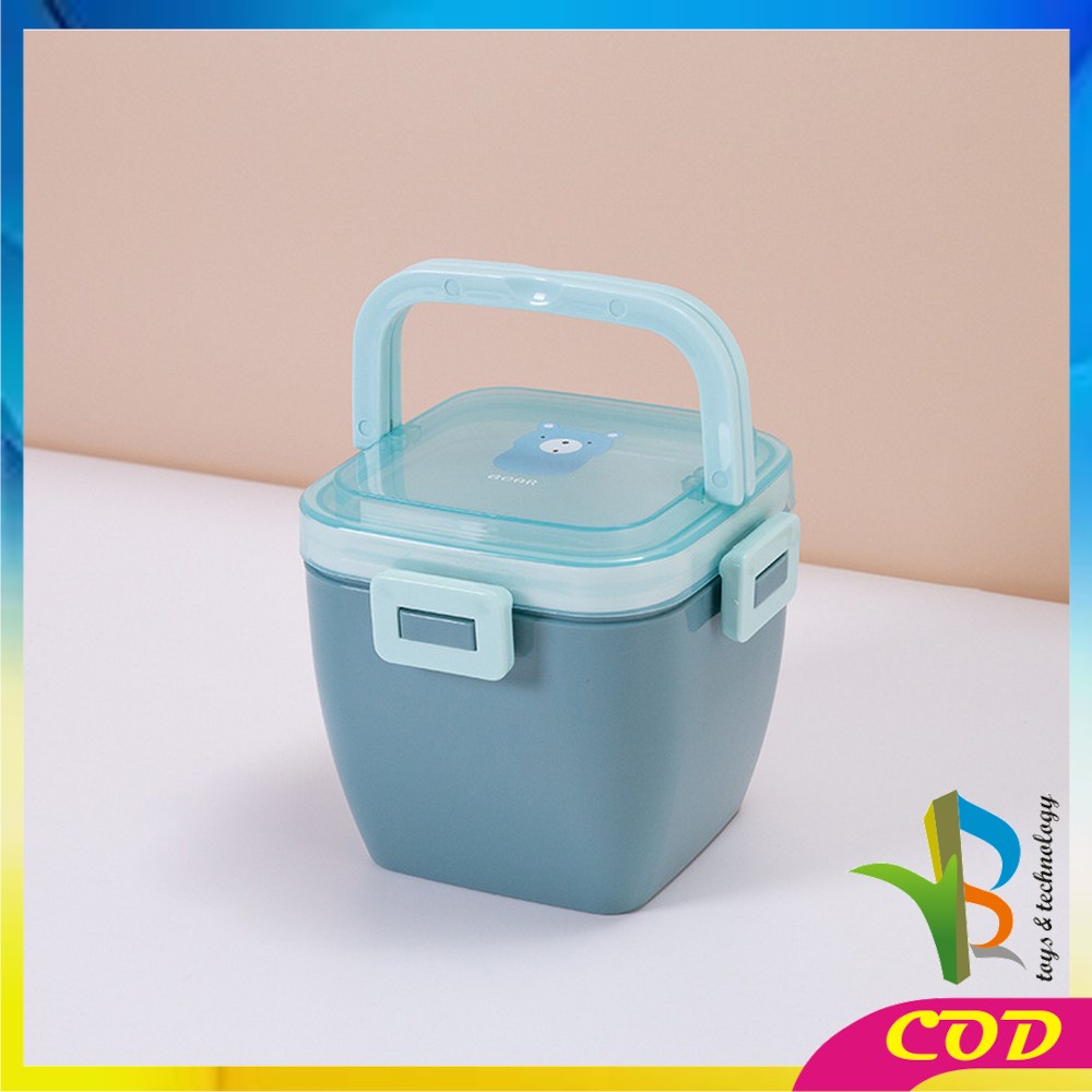 RB-C691 Tempat Makan Dengan Pegangan BPA FREE Motif Karakter Anti Tumpah Dengan Sendok / Plastic Lunch Box Set Kotak Bekal Portable Set Kotak Bekal