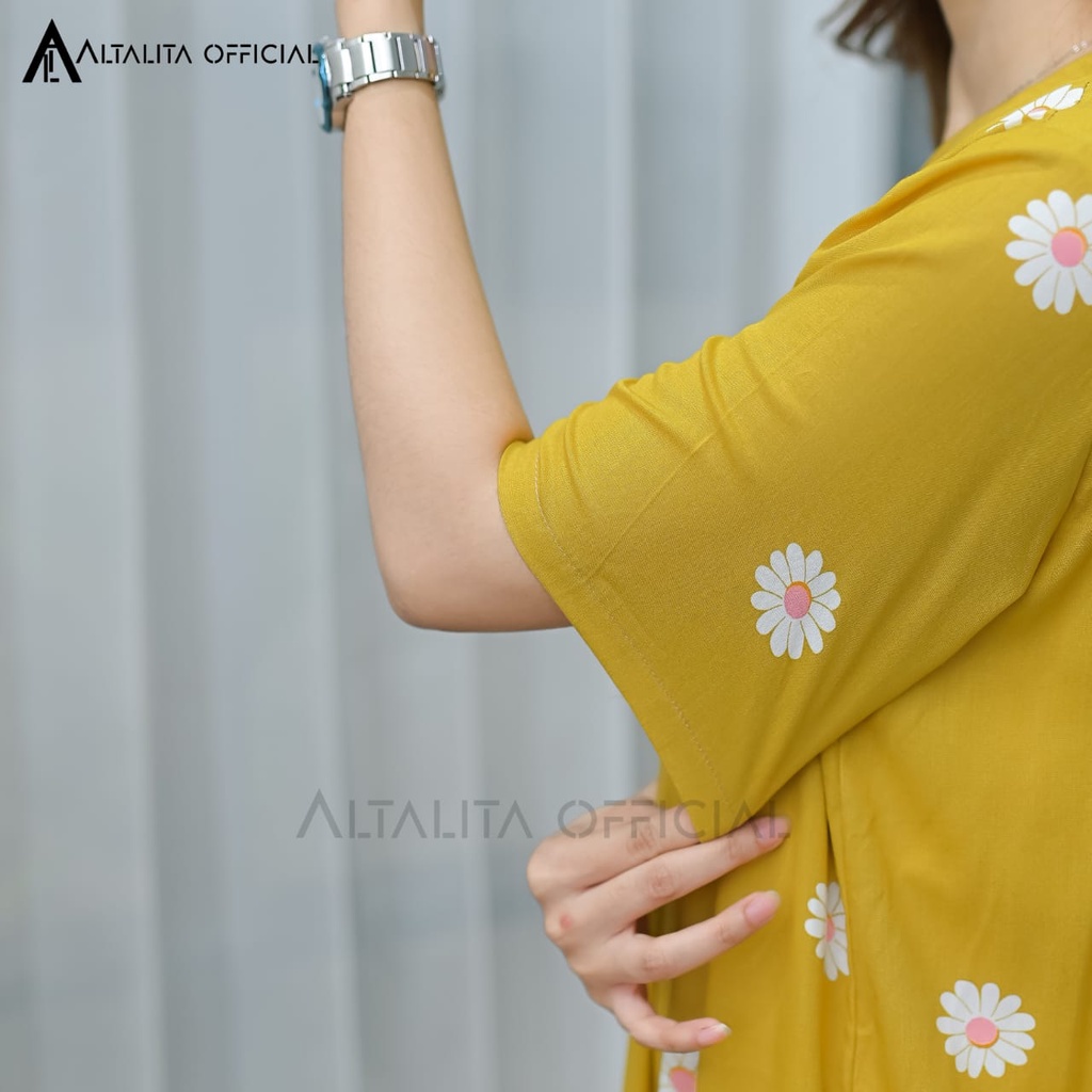 Altalita - Daster Panjang Busui Lengan Tangan Pendek Panjang Semata Kaki Motif Kekinian Bahan Rayon Premium Jumbo LD 120 Terbaru