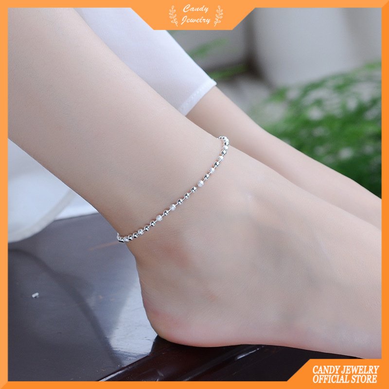 Candy Jewelry Fashion Bead Bracelet Silver Plated Lucky Bracelets for Women Anklet Ankle Chain