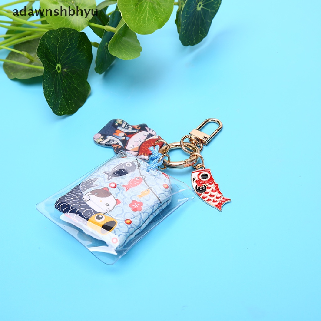 Adawnshbhyu 1X Omamori Maneki Neko Penghilang Kemalangan Lucky Key Holder Gantungan Kunci Gantungan Kunci Hadiah ID