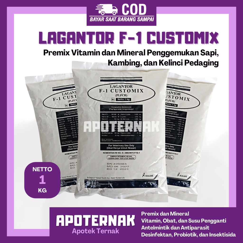 LAGANTOR F1 CUSTOMIX | Premix Penggemukan Sapi Kambing Kelinci Pedaging 1 kg | KALBE