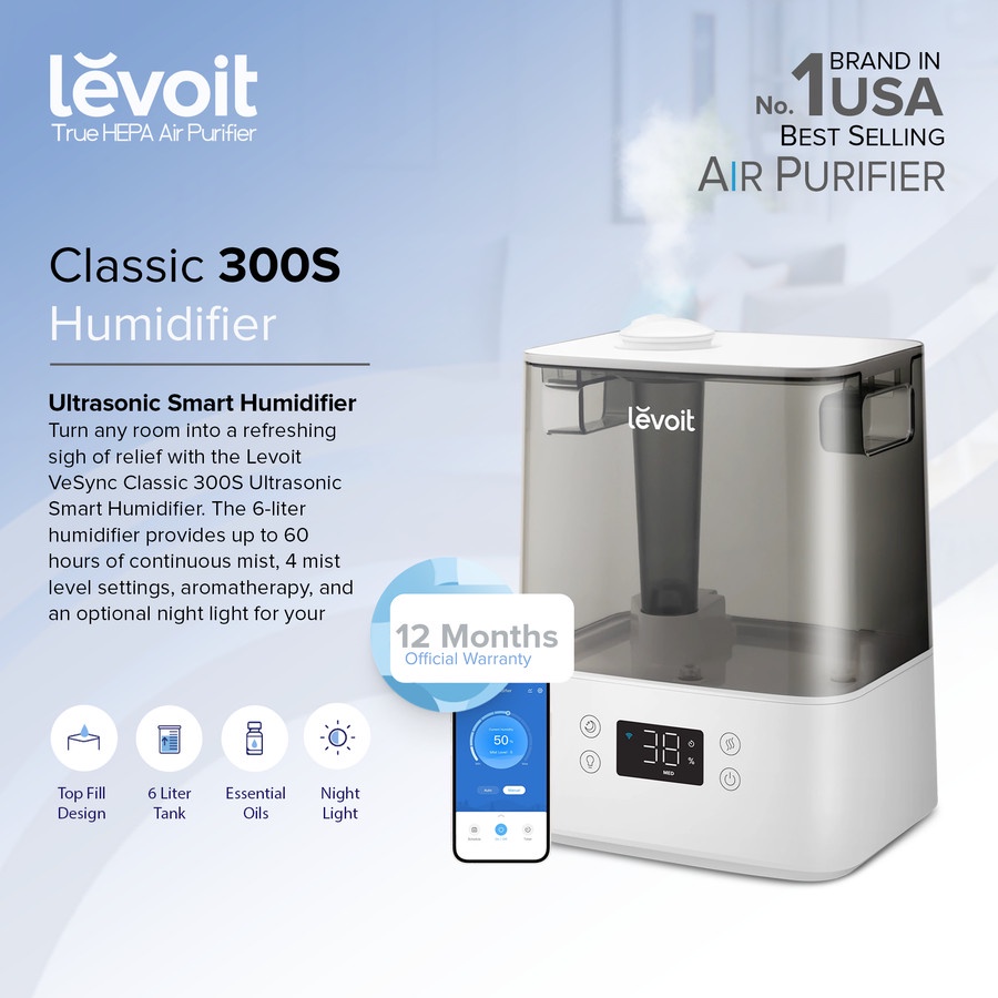 Levoit Classic 300S Smart Ultrasonic Cool Mist Humidifier - Resmi