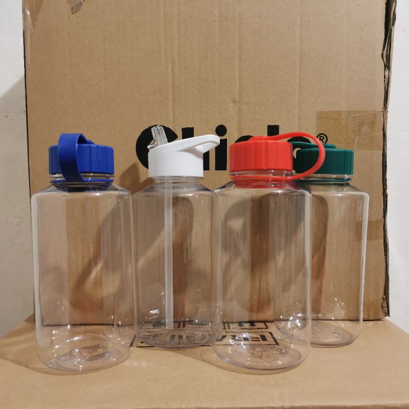 Chielo Dundee Lundee Tumblr Tumbler Botol Minum Plastik 1000ml Sedotan Bening Putih Polos 1 Liter