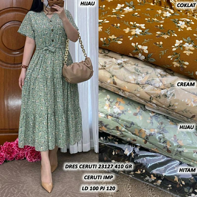 Dress Bunga Ceruti 23127 Import