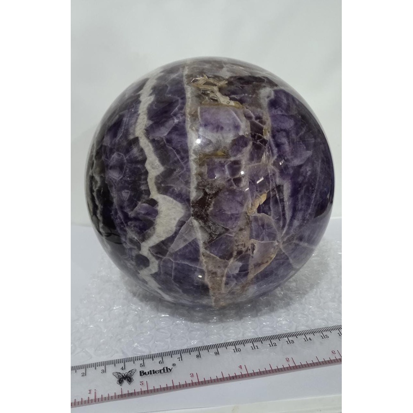 Batu Kristal Sphere Dream Amethyst Chevron Natural 13,5 cm
