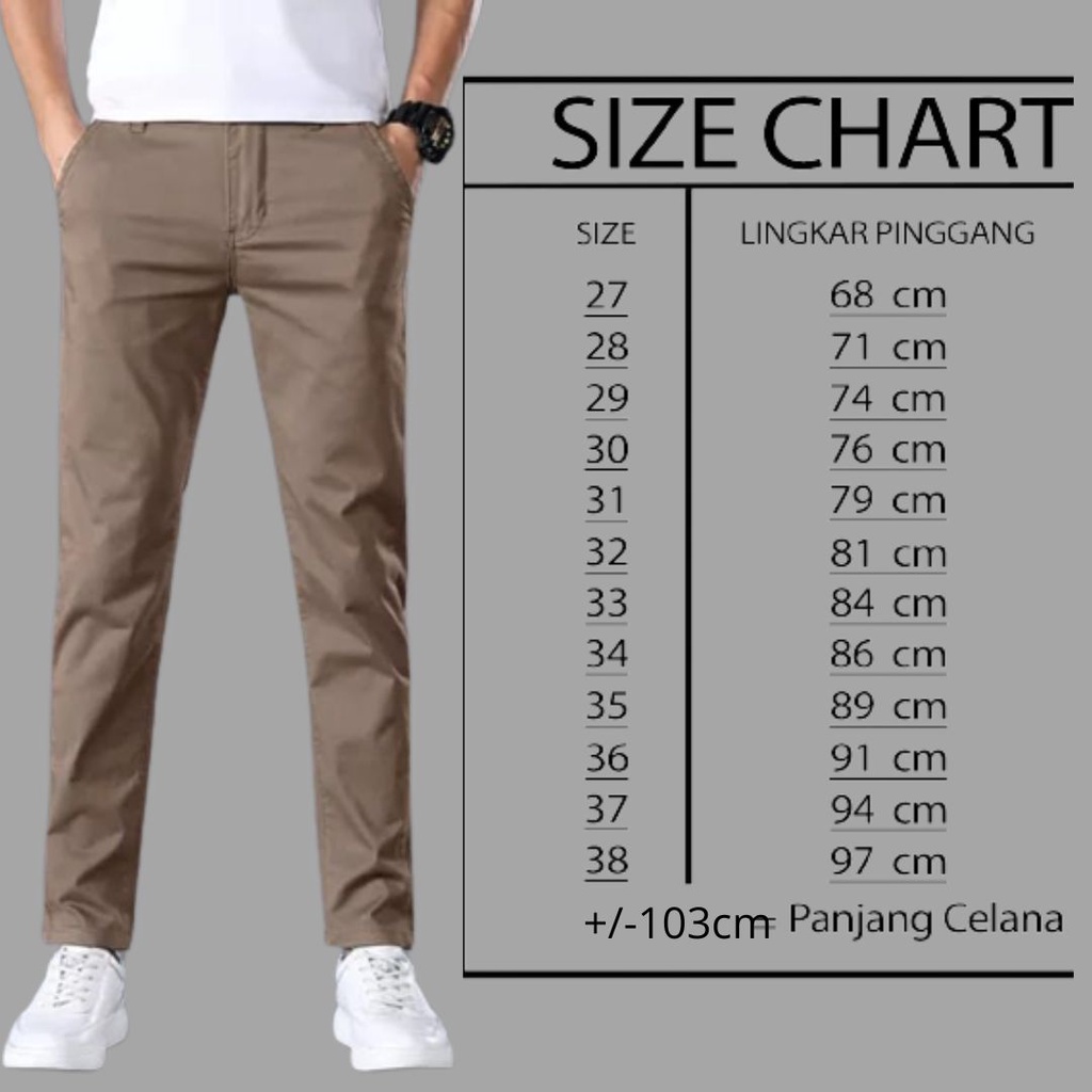 Celana Chino Panjang Pria Slimfit Stretch Cowok Chinos Skiny Terbaru Warna Moka