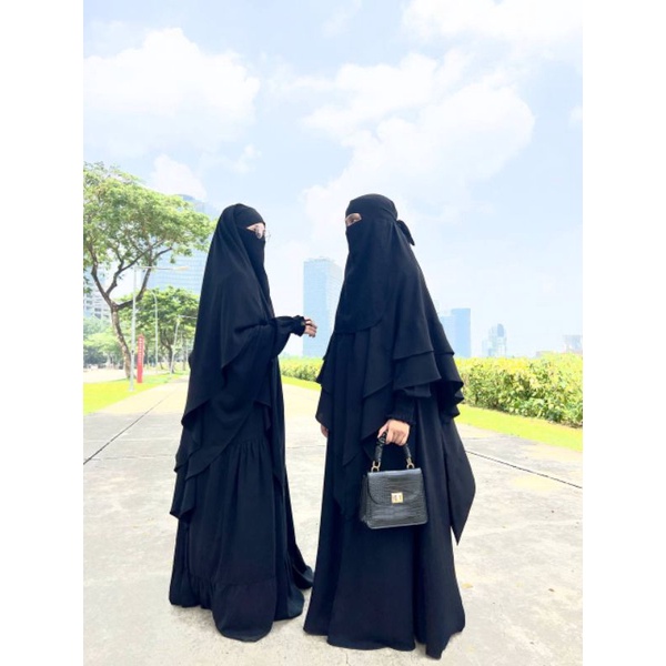 Gamis dan Khimar Nonpad/FK Jetblack Arabian by Nafalia