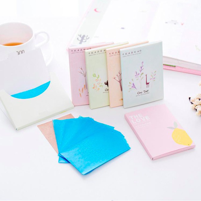 Kertas Linen Tissue Penyerap Minyak Wajah 50Pcs Oil Control Film Menyerap Minyak Muka Wajah Berlebihan Kertas Penyerap Minyak