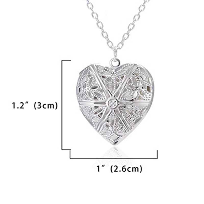 Dibuka Cinta Hati Liontin Liontin Liontin Wanita Kalung Warna Silver Rantai Memori Bingkai Foto Keluarga Kekasih Valentine Perhiasan Hadiah Baru