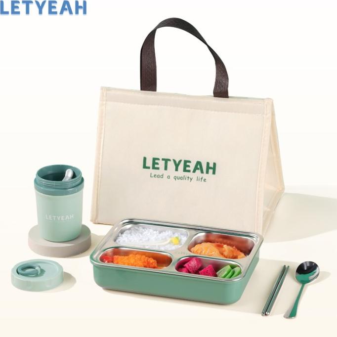 LetYeah Lunch box set/304 stainless kotak makan dengan cangkir sup+tas