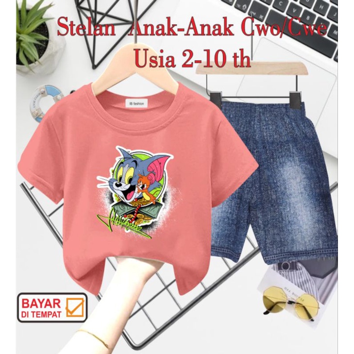 ((IB))SETELAN ANAK2 UNISEX SEMI JEANS/T0M&amp;J3RRY DIGITAL SABLON