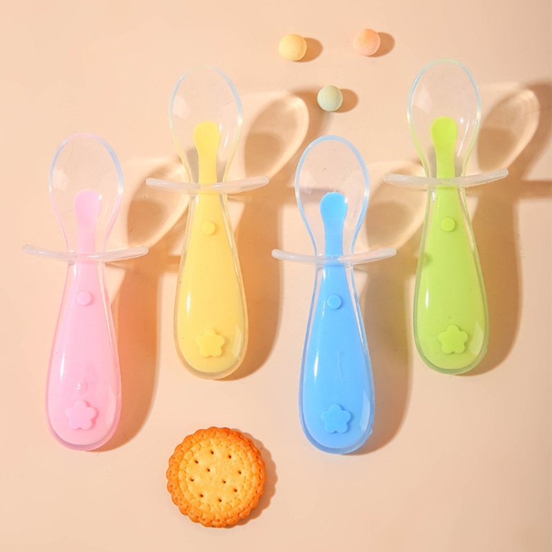 Mary Baby Silicone Soft Spoon Training Feeding Untuk Anak Balita Anak BPA Free First Stage Sendok Bayi Dengan Sedot