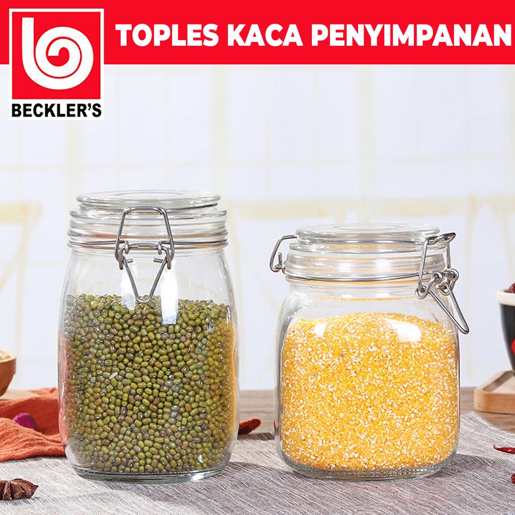 Toples Kaca Kedap Udara Toples Makanan Bening Hermatico / Toples Makanan Kaca Bening Serbaguna Jar 500ml, 750ml ,1000ml