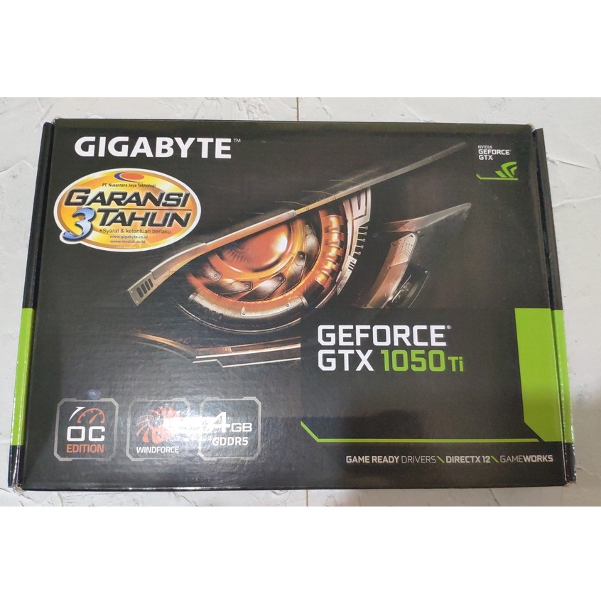 VGA Gigabyte GTX 1050 Ti 4GB DDR5 Dual Fan OC Edition Bekas / Second Used