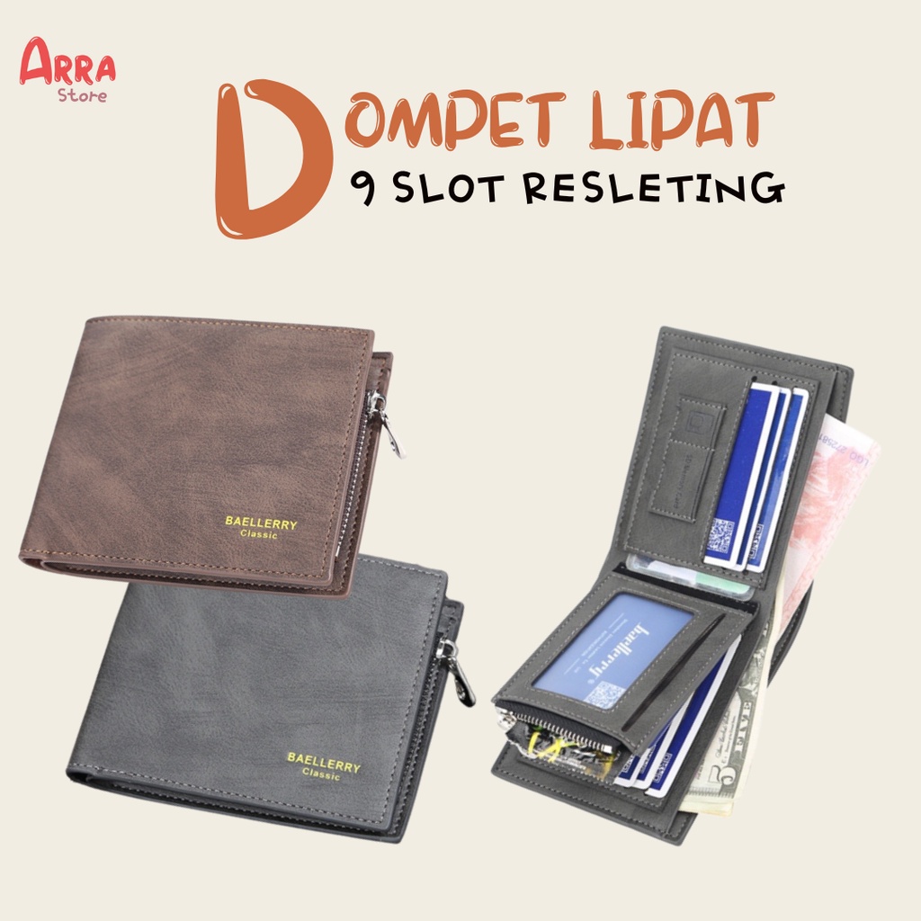 Dompet Lipat Pria Import Baellerry Pendek 7 Slot Kartu 100% Original Extra Tempat Koin (COD)