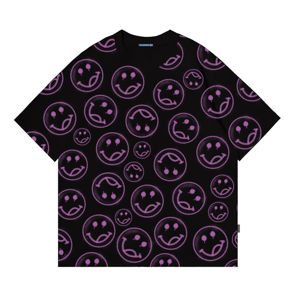 Colourspace Kaos Oversize Smiley Crowd Fullprint TO 036 Black