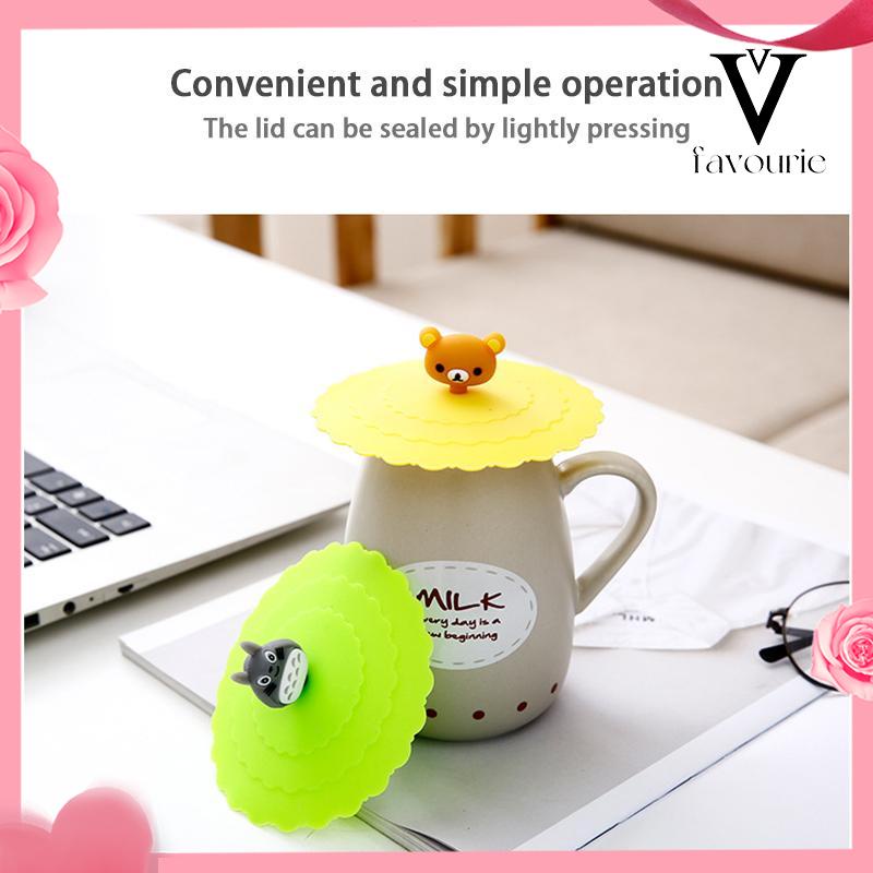 CODTutup Cangkir Silikon Kreatif Penutup Mangkuk Tertutup Anti Bocor Tahan Debu-FA