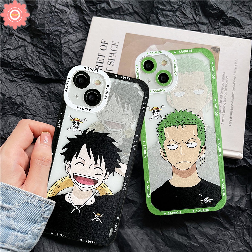 IPHONE Case Compatible Untuk Iphone11 14 13 12 Pro Max 7Plus 8Plus XR X XS Max 6 6s 8 7 Plus SE 2020 Kartun Anime One Piece Luffy Zoro Shockproof Soft TPU Angel Eyes Cover