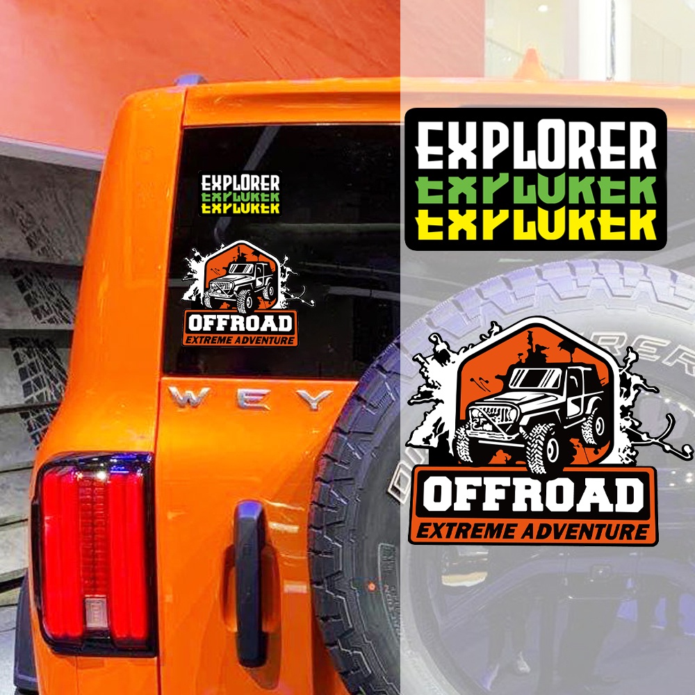 Explorer Offroad Extreme Adventure Off Road Kendaraan SUV Jendela Mobil Kaca Depan Pintu Mobil Personalisasi Stiker Reflektif Motocross Berkemah Luar Ruangan Stiker Dekoratif Tahan Air