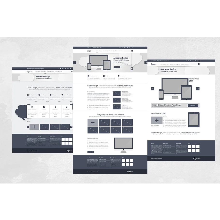 75 Layouts Webdesign Wireframe Kit