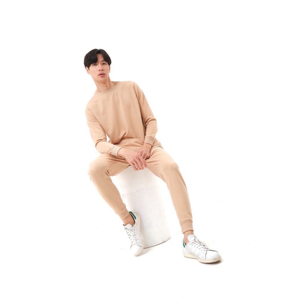 SANVANINA Sweater Crewneck Unisex Basic Cream | Sweater Polos Cream C-01E